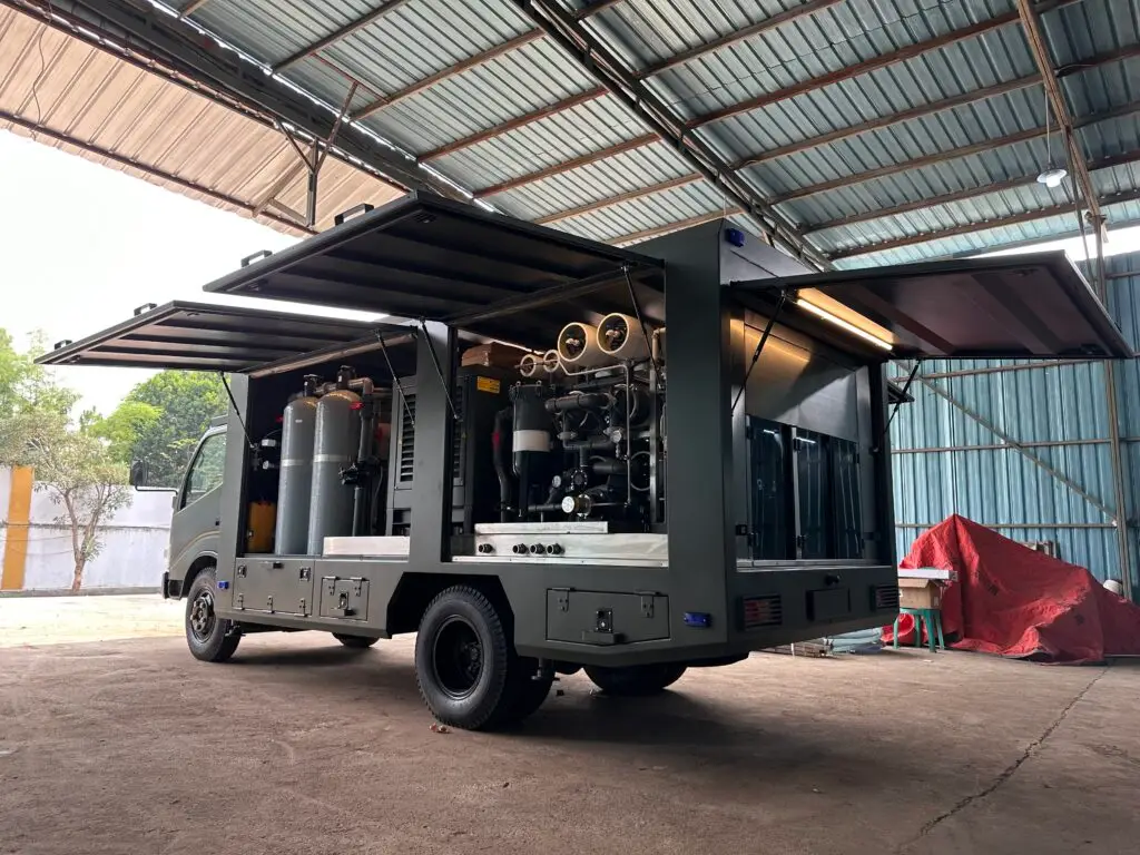 mobile water treatment, pengolahan air laut mobile,